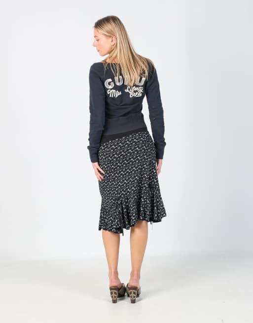 Vintage Unbranded XS woven midi skirt in black, 3 of 4