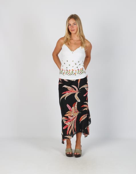 Vintage Unbranded XS woven midi skirt in black - view 1