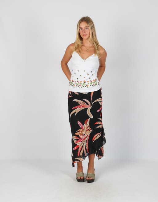 Vintage Unbranded XS woven midi skirt in black, 1 of 4