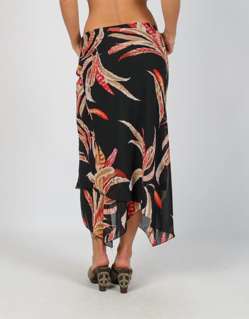 Vintage Unbranded XS woven midi skirt in black, 4 of 4