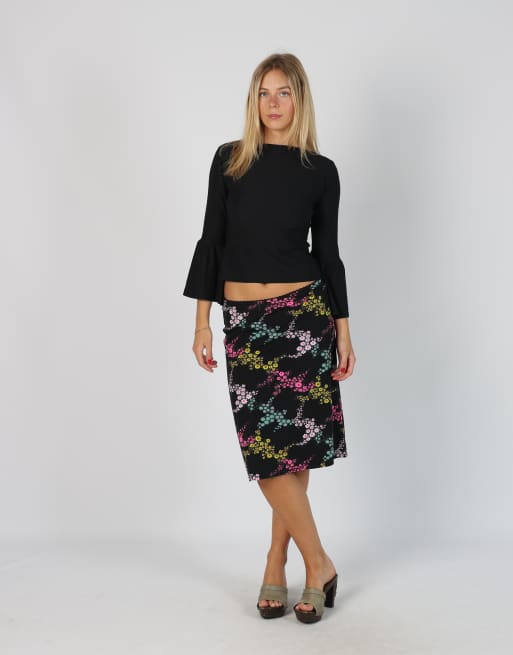 Vintage Unbranded XS woven midi skirt in black