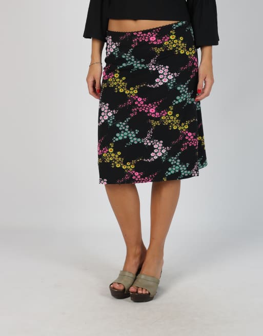 Vintage Unbranded XS woven midi skirt in black, 2 of 4