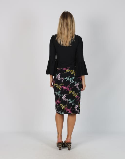Vintage Unbranded XS woven midi skirt in black, 3 of 4