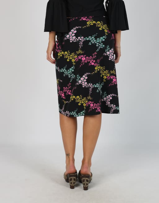 Vintage Unbranded XS woven midi skirt in black, 4 of 4
