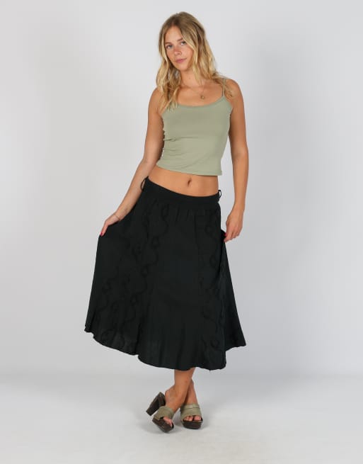 Vintage Unbranded XS woven midi skirt in black, 1 of 4