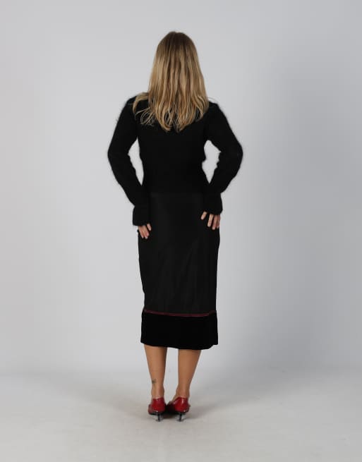 Vintage Unbranded XS woven midi skirt in black, 3 of 4