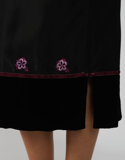 Vintage Unbranded XS woven midi skirt in black, 4 of 4
