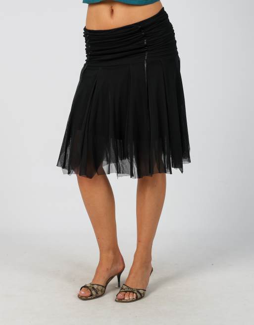 Vintage Unbranded XS woven midi skirt in black, 2 of 4