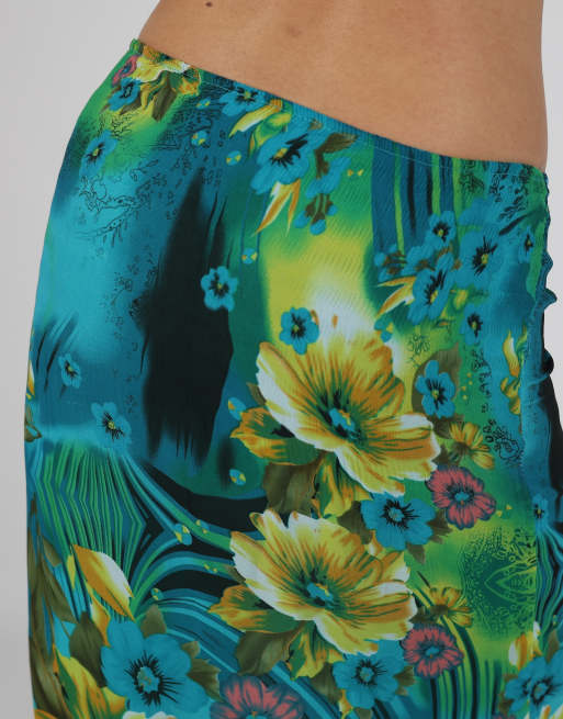 Vintage Unbranded XS woven midi skirt in blue, 4 of 4