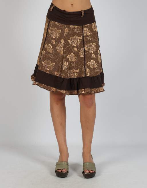 Vintage Unbranded XS woven midi skirt in brown, 2 of 4