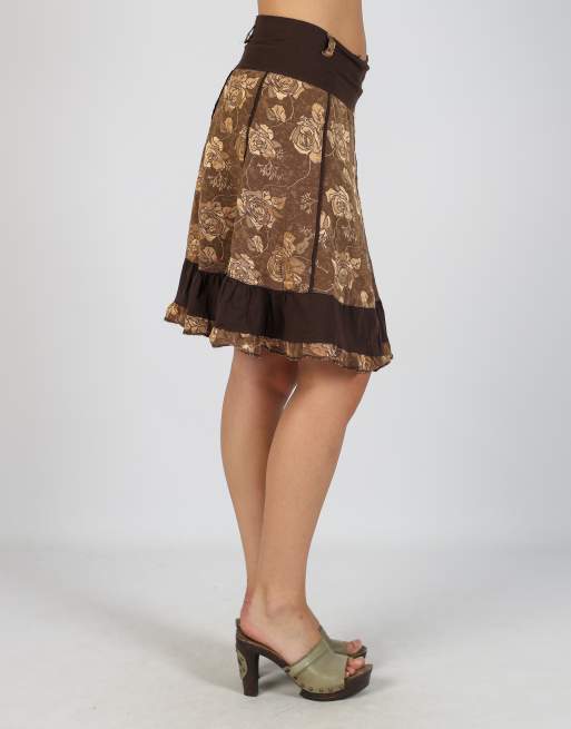 Vintage Unbranded XS woven midi skirt in brown, 4 of 4