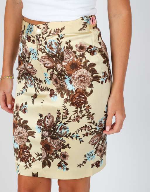Vintage Unbranded XS woven midi skirt in cream, 4 of 4