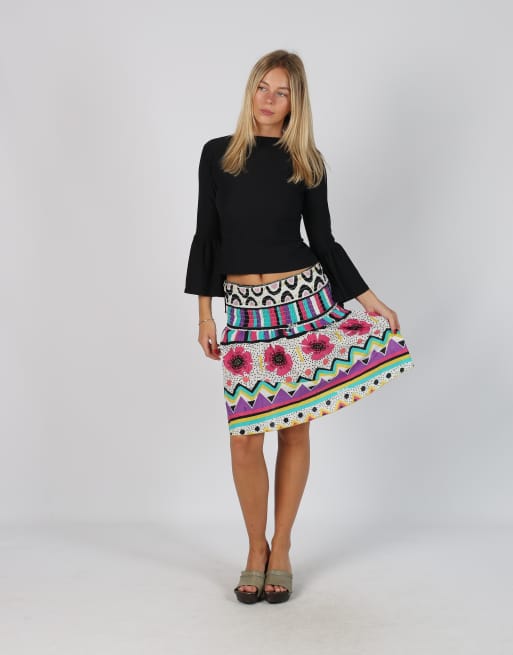 Vintage Unbranded XS woven midi skirt in ivory