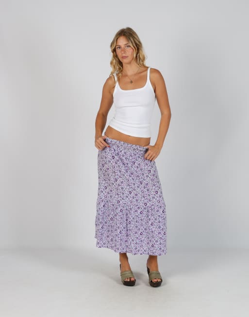 Vintage Unbranded XS woven midi skirt in lilac purple, 1 of 4