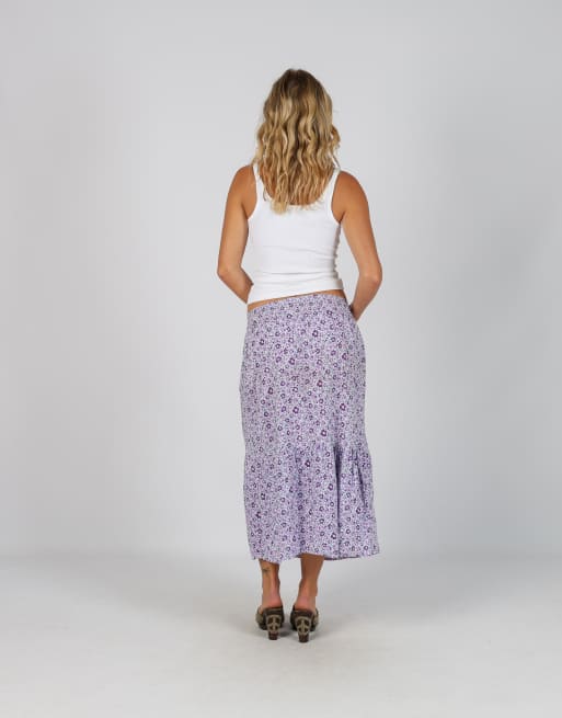 Vintage Unbranded XS woven midi skirt in lilac purple, 3 of 4