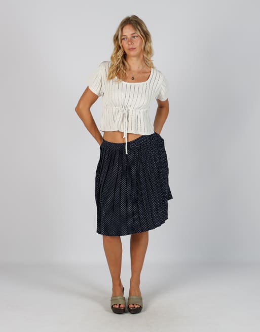 Vintage Unbranded XS woven midi skirt in navy blue, 1 of 4