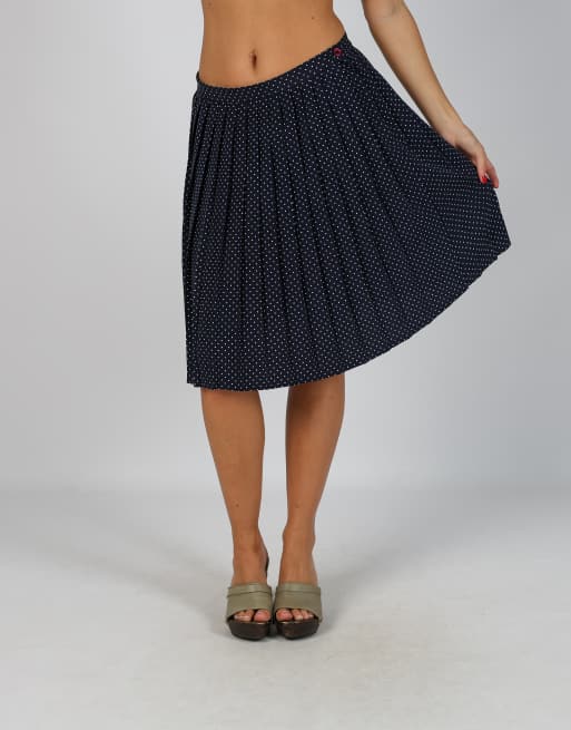 Vintage Unbranded XS woven midi skirt in navy blue, 2 of 4