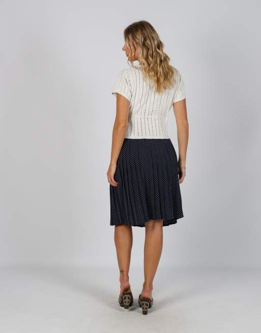 Vintage Unbranded XS woven midi skirt in navy blue, 3 of 4