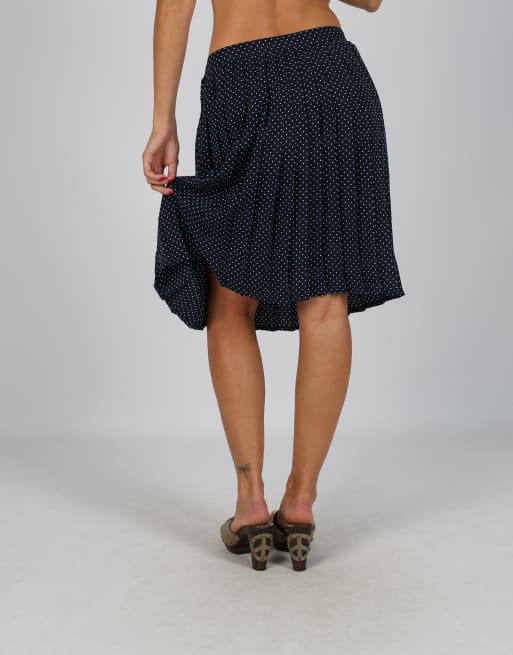 Vintage Unbranded XS woven midi skirt in navy blue, 4 of 4
