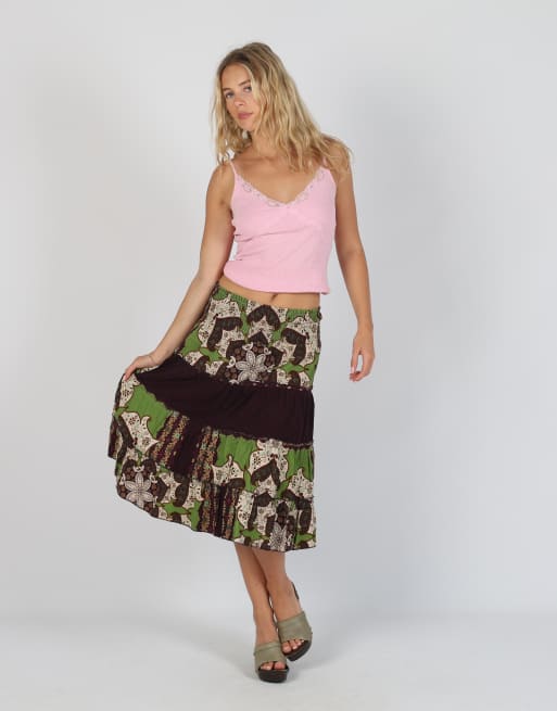 Vintage Unbranded XS woven midi skirt in purple