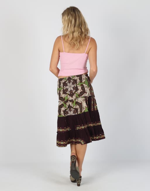 Vintage Unbranded XS woven midi skirt in purple, 3 of 4