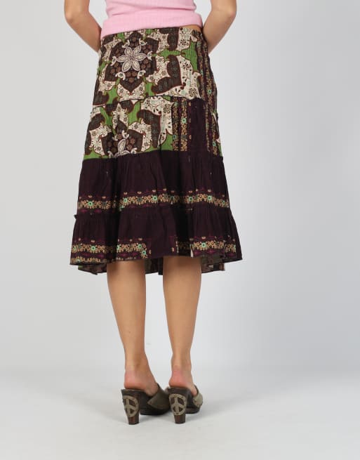 Vintage Unbranded XS woven midi skirt in purple, 4 of 4