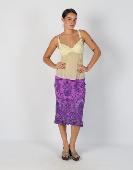 Vintage Unbranded XS woven midi skirt in purple