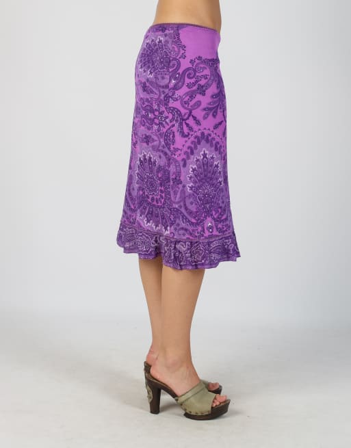Vintage Unbranded XS woven midi skirt in purple, 2 of 4