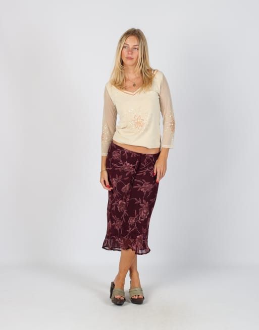Vintage Unbranded XS woven midi skirt in purple, 1 of 4