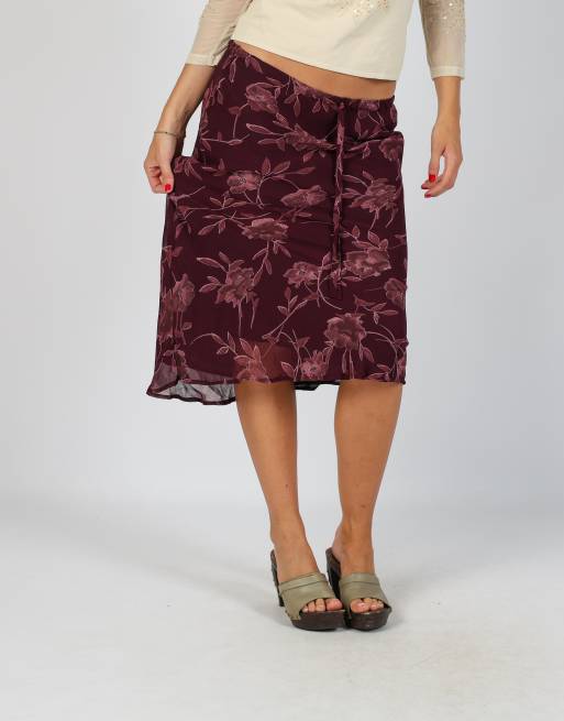 Vintage Unbranded XS woven midi skirt in purple, 2 of 4