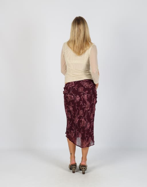 Vintage Unbranded XS woven midi skirt in purple, 3 of 4