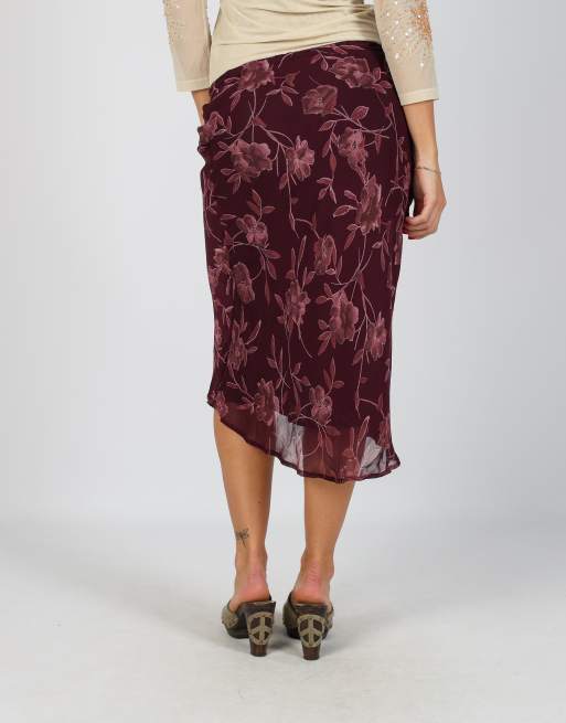 Vintage Unbranded XS woven midi skirt in purple, 4 of 4