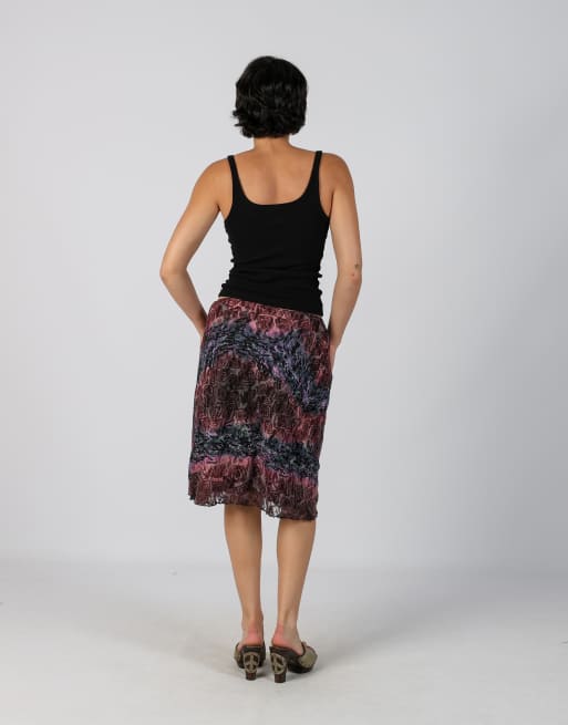 Vintage Unbranded XS woven midi skirt in purple, 3 of 4