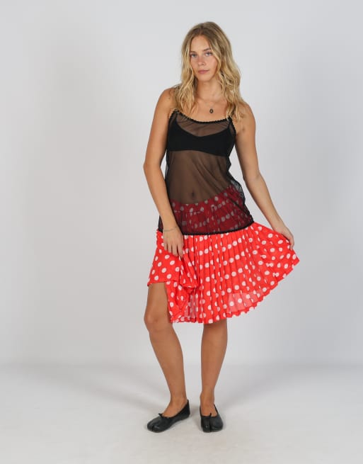 Vintage Unbranded XS woven midi skirt in red, 1 of 4