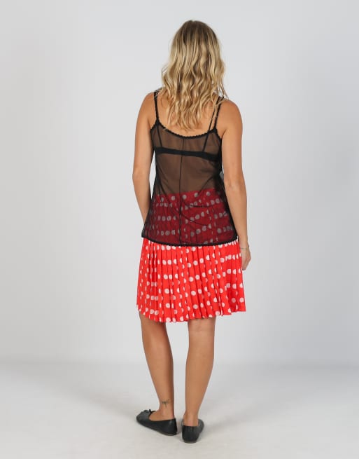 Vintage Unbranded XS woven midi skirt in red, 3 of 4