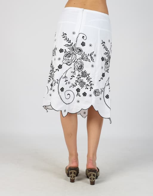 Vintage Unbranded XS woven midi skirt in white, 4 of 4
