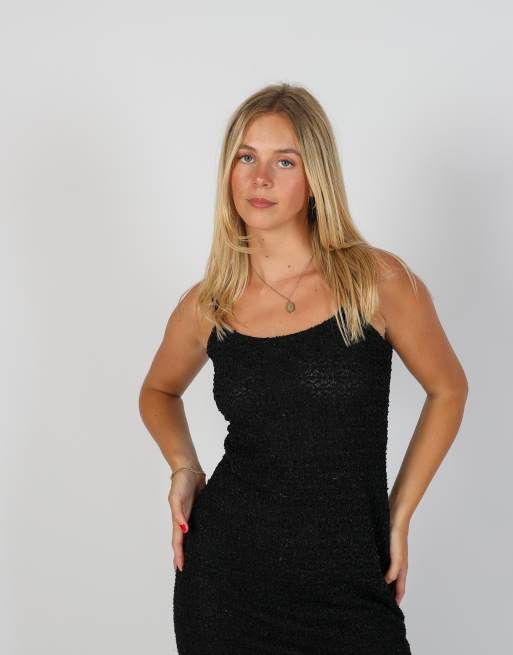 Vintage Unbranded XS woven mini dress in black, 4 of 4