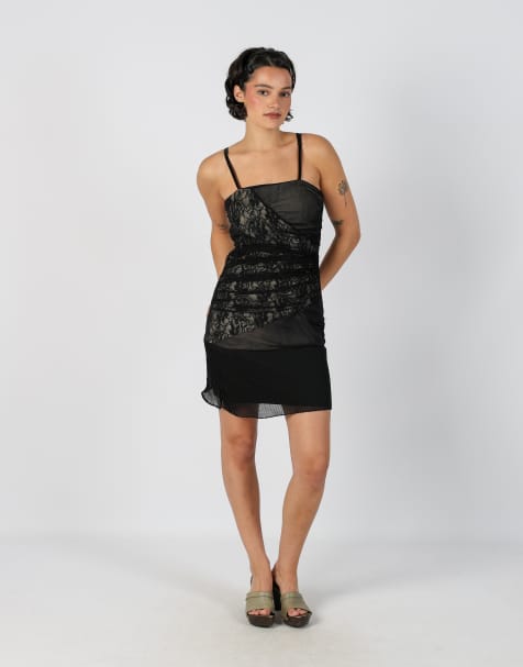 Vintage Unbranded XS woven mini dress in black - view 1