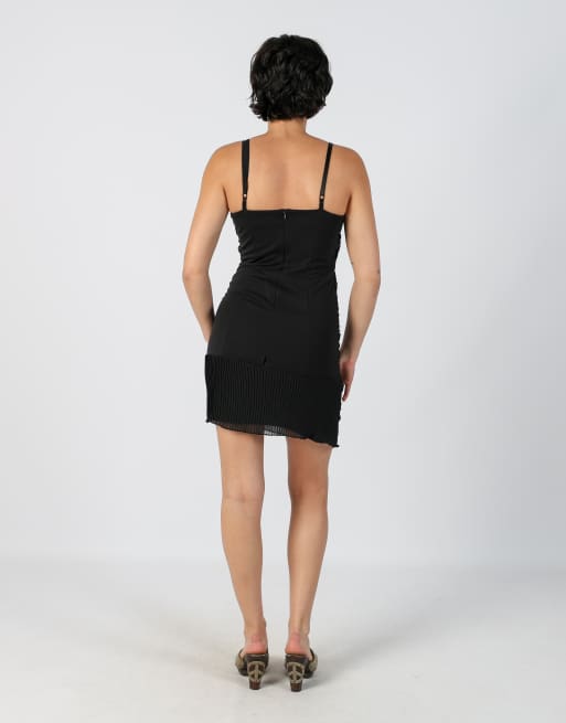 Vintage Unbranded XS woven mini dress in black, 3 of 4