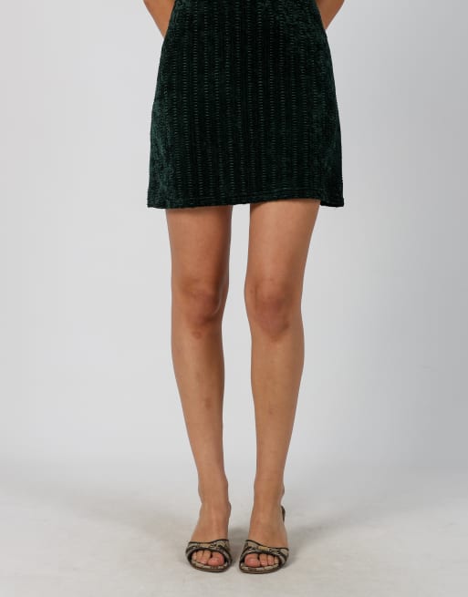 Vintage Unbranded XS woven mini dress in dark green, 2 of 4