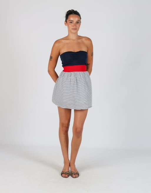 Vintage Unbranded XS woven mini dress in navy blue
