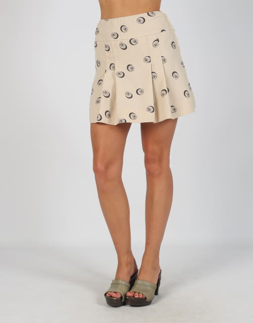 Vintage Unbranded XS woven mini skirt in beige, 2 of 4