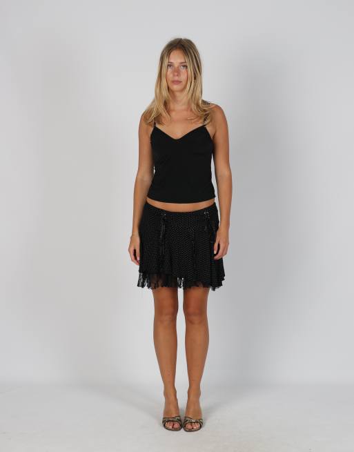 Vintage Unbranded XS woven mini skirt in black