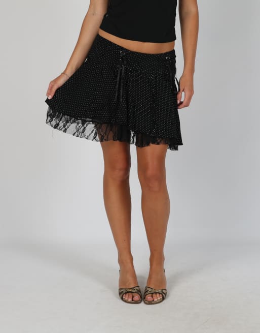 Vintage Unbranded XS woven mini skirt in black, 2 of 4