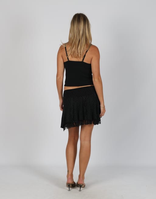 Vintage Unbranded XS woven mini skirt in black, 3 of 4