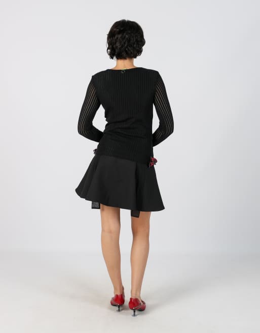 Vintage Unbranded XS woven mini skirt in black, 3 of 4
