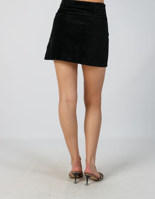 Vintage Unbranded XS woven mini skirt in black, 4 of 4