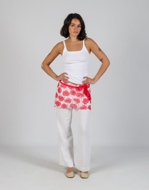Vintage Unbranded XS woven mini skirt in ivory