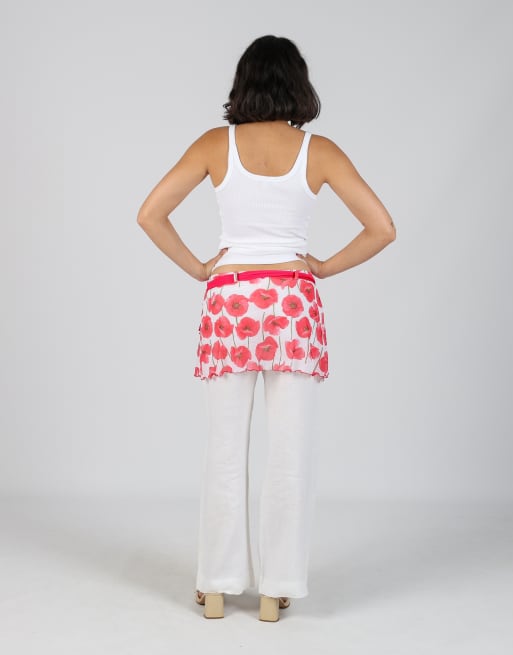 Vintage Unbranded XS woven mini skirt in ivory, 3 of 4