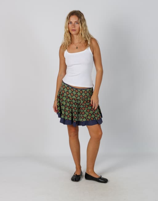 Vintage Unbranded XS woven mini skirt in navy blue, 1 of 4